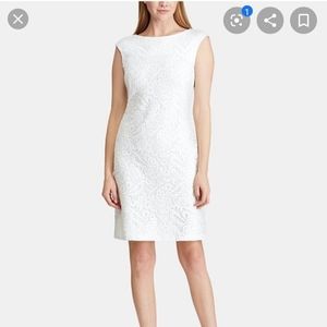 Lauren Ralph Lauren White Embroidered Sheath Dress